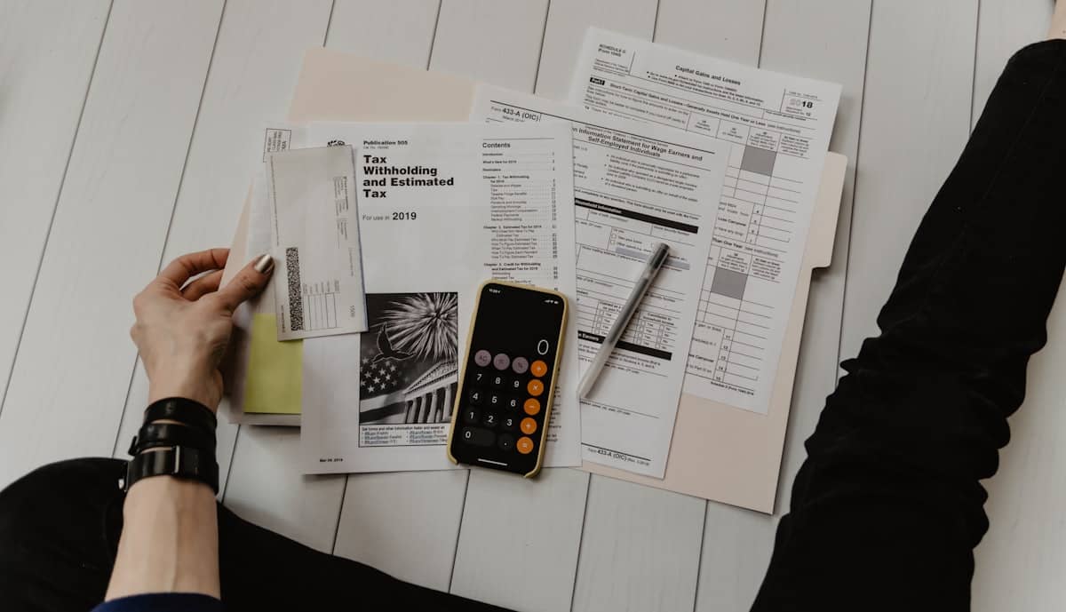 GST filing — calculator and tax documents